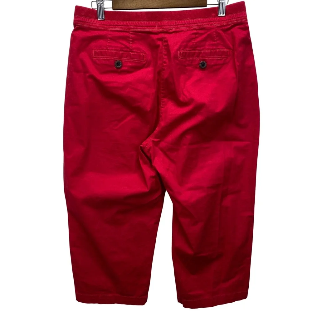 Kim Rogers Women Red Capri Pants Size 12 Cotton Spandex Blend‎ Pockets